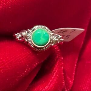 Green Apple Turquoise Ring. Sterling Silver 925. Brand New. Size 7